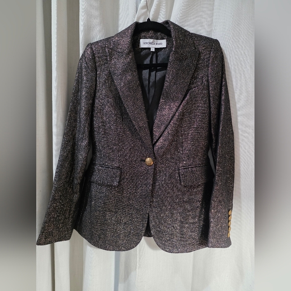 Veronica‎ Beard Ashburn Dickey Jacket blazer Sparkly Shimmer Gold Black 0 - Picture 3 of 8